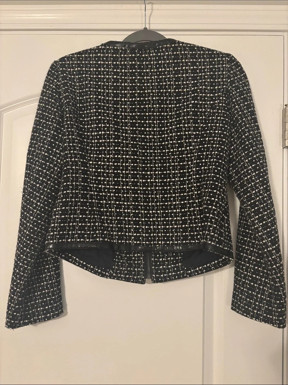 Black Tweed Zip-Front Women's Jacket